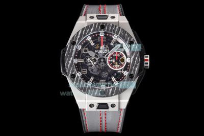 Swiss HUB1241 Hublot Replica Big Bang Skeleton Dial Grey Rubber Strap SS Watch